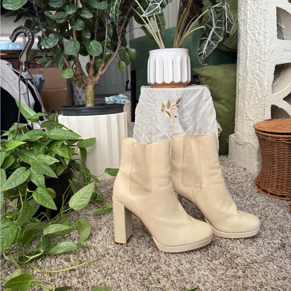 Elegant Cream Ankle GoGo Boots
